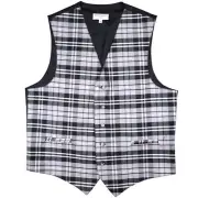 New Polyester Men Tuxedo Vest Waistcoat only plaid & checker gray wedding