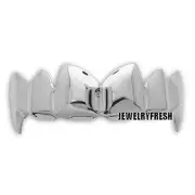 Silver Finish Vampire Fangs Style Universal Shiny Teeth Grill