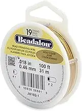 Beadalon 19-Strand Bead Stringing Wire, 0.018-Inch, Gold Color, 100-Feet