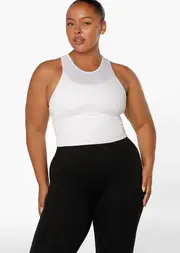 [Lorna Jane] Seamless Contour Cropped Tank Top in White, Size - XL XL White