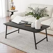[Crocofair] Black Coffee Table Foldable,Center Table Modern Style, Industrial Wood Tabletop and Metal Frame, Accent Furniture for Home Office, Living Room,End Table,Tea Table, No Assembly