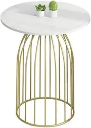 Exquisite Bedside Cabinets Marble Coffee Table, Line Shape Metal Small Round Table Reception Room Cafe Living Room Negotiating Table Antirust Waterproof Side Desk