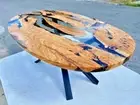 Epoxy Resin Wood Table Top Oval Shape Coffee, Dinning Table Top Handmade Custom