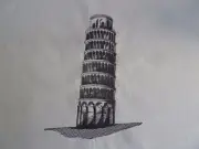 Leaning Tower of Pisa - Machine Emb Quilt Block - Choose your colour thread