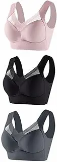 [Generic] Women's Sports Bra Lace Tank Top Underwear Thin Side Fold Side Breast Gather Adjustable Bra 2 Or 3 Set Women Bras Wireless Front Closure