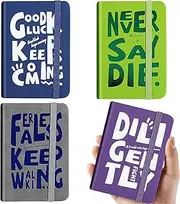 4 Pack Pocket Notebook Journal,Mini Hardcover Notebooks, Diary Notepad Memo Book, Portable Note Book, Purple, Green, Grey, Blue