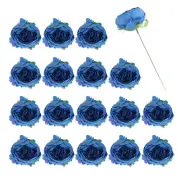 25Pcs Peonies Artificial Flowers, Fake Peony Flowers with Stems, Dark Blue