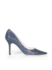 Navy Glitter Pointed Toe Pumps
