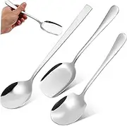 ABOOFAN 1 Set Stainless Steel Serving Spoons Rice Spatulas Soup Spoon Kitchen Utensils with Comfortable Extended Handles for Buffet and Large Gatherings