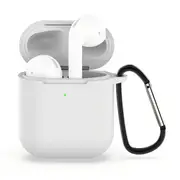 For AirPods 2nd Gen Case, Silicone Protective Cover, Snap Hook, White