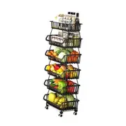 Kitchen Storage Baskets Black Iron Wire Storage Bins with 6-Tier Baskets