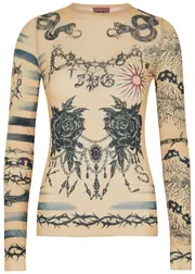 Jean Paul Gaultier X Knwls Printed Stretch-jersey top - Beige - S S