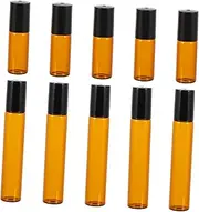 Healeved 10pcs Refillable Makeup Glass Roller Bottles Portable Essential Oil Container Glass with Caps Leakproof Travel Bottles for Perfumes Oils