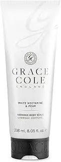 Grace Cole White Nectarine & Pear Body Scrub, Exfoliates and Leaves Skin Feeling Smooth and Looking Radiant, Locks in Moisture 238ml