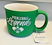 ECCOLO " PICKLEBALL LEGEND” Green Mug Cup Soft Touch 18oz NWT