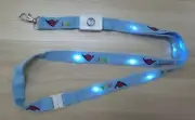 Blue Flashing Lanyard + Card Holder - LED Lights Up Nylon Neck Strap