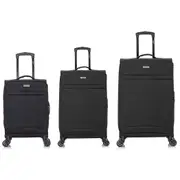 3pc Luggage Suitcase Set Travel Business Carry On Bag Soft Case Wheels Black