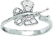 [JewelryWeb] 14k White Gold CZ Simulated Diamond Top Adjustable Butterfly Angel Wings Body Jewelry toe ring-toe ring for Women