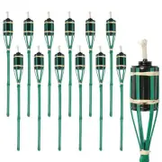12x Green 60cm Bamboo Garden Fire Torches Outdoor Paraffin Oil Tiki Lantern