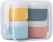 Set of 4 Silicone Travel Cosmetic Containers, Multi-purpose Cream Bottles with Leak-Proof Lids, TSA Approved, Color Coded, 50 ml, Pink, Yellow, Dark Blue, Light Blue