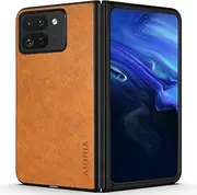 for Google Pixel 9 Pro Fold Case, Premium Leather Phone Cover Retro Design Full Protective Case (Orange, for Pixel 9 Pro Fold)