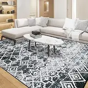 Leesentec Rugs 200x300cm Modern Non-Slip Soft Area Rugs for Living Room/Bedroom/Dining Room Carpet Floor Mat Home Decorative(Black/Grey,6.6x9.8 Feet)