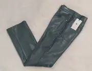 New 7 FOR ALL MANKIND Size Small Vegan Leather Pant 5-Pocket LUXE Greyish Blue
