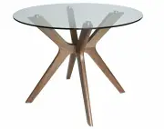 Doreen Collection | Round Glass Dining Table | 100cm - Walnut