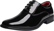 Bruno Marc Men's Faux Patent Leather Tuxedo Derby Dress Shoes 7.5, Black