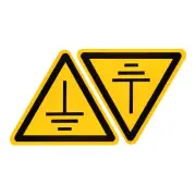 Triangle Pay Attention to Grounding Warning Sign Self Adhesive 50mm 2Pcs