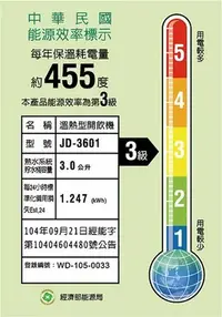 在飛比找Yahoo!奇摩拍賣優惠-＄柯柯嚴選＄晶工牌JD-3601(含稅)JD-3120 JD