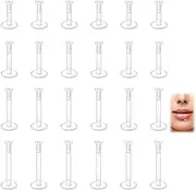 [SHYSBV] 24pcs Clear Lip Studs with Flat Backs Clear Lip Bars - Push-In Plastic Lip Piercing Jewelry For Nose Tragus Helix Cartilage Earrings 6mm 8mm 10mm 12mm 1.2mm, As shown in the picture, PP, 01