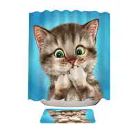 Adorable Cat Sweet Regretful Kitten Shower Curtain