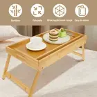 Bed Tray Table Bamboo Bed Breakfast Tray with Handle and Foldable Leg Sofa leXZX