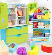 Kids Fridge Toy Mini Refrigerator Gift Children Green Pink Pretend Role Play Fun