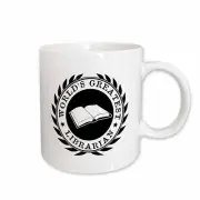 3dRose Worlds Greatest Librarian award. Job pride. Black white badge graphic Mug