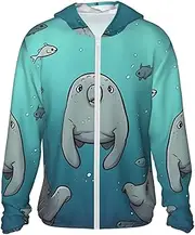 [LHBWCVN] UPF 50+ Light Jacket Full Zip Sun Protection Hoodie for Women Men Long Sleeve Crazy Save Manatee Sun Shirts