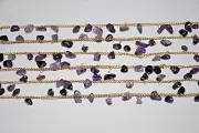 bulk beaded beads Rosary chain, amethyst bead dangle chain, gemstone belly chain