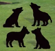 **NEW** Handmade Lawn Art Yard Shadow Silhouette -"Wolf Pups Set"