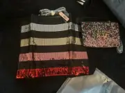 Victoria’s Secret VS Multi Colored Sequin Tote Bag & Wristlet NWT