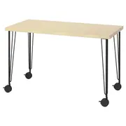 MITTCIRKEL / KRILLE desk, lively pine effect black, 120x60 cm