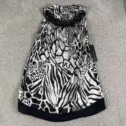 NWT KAY CELINE Women Overlay Tunic Top, Pretty! Size Small White & Black