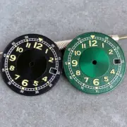 29mm Black Green Dive Watch Dial Super Green Luminous Yellow Hand Fit NH35 NH36