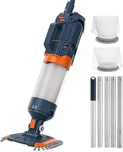 Cordless Heave Duty Pool Vacuum-True Powerful Suction 16.8 GPM, 60M Run-time, 25µm Ultra Fine Mesh Filter, Handheld Rechargeable Hot Tub Cleaner with Poles for Above Ground&Inground Pool