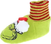 [The Grinch] Socktop Slipper for Toddlers, Holiday Slipper Sock with 3D Santa Hat, Green, Toddler Sizes 5/6 to 9/10