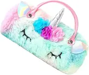 [Ipetboom] Plush Unicorn Eyeglass Storage Case for Lightweight Handheld Cartoon Glasses Holder Portable and Cute Design for Daily Use and Travel