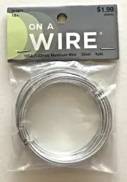 ON A WIRE Beading Wire - 18GA (1.02 mm) Aluminum Wire Silver 4 Yds