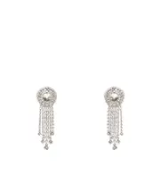 Alessandra Rich Embellished Dangle Clip-On Earrings One size White