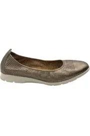 Clarks Collection Perforated Leather Flats Jenette Ease Metallic