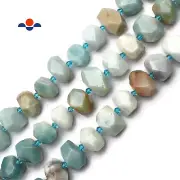 Natural Multi Color Amazonite Faceted Nugget Chunk Beads 13x20mm 15.5" Strand
